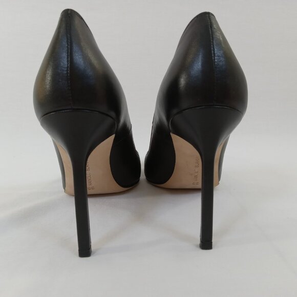 Manolo Blahnik Black Leather Pointed Toe Pumps Heels - Picture 15 of 16